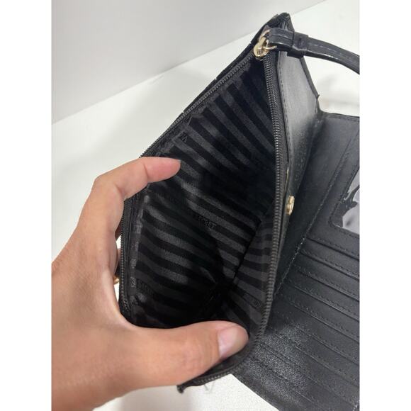 VICTORIAS SECRET VELVET STUDDED CLUTCH WRISTLET WALLET PURSE BLACK GOLD‎ - Picture 6 of 7